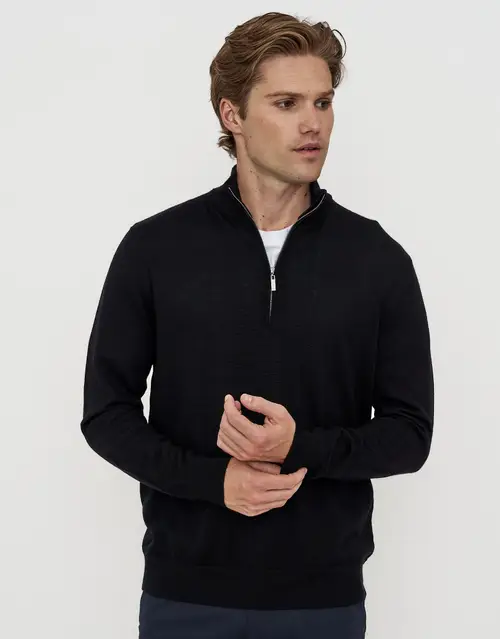 100% Merino Quarter Zip Knit Jumper