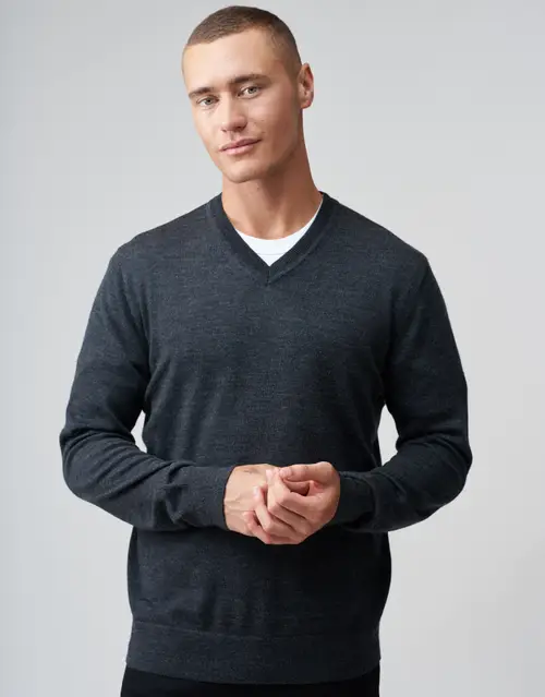 100% Merino V Neck Knit Jumper