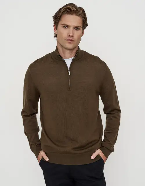 100% Merino Quarter Zip Knit Jumper