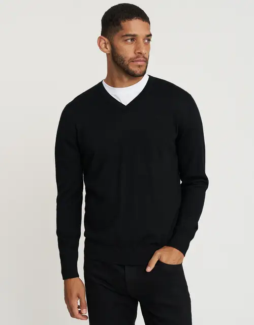 100% Merino V Neck Knit Jumper