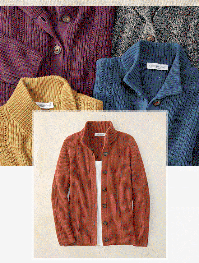 Shaker Detail Button Cardigan GIF