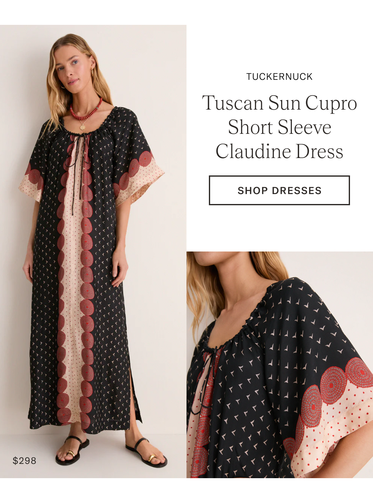 Tuscan Sun Cupro Short Sleeve Claudine Dress