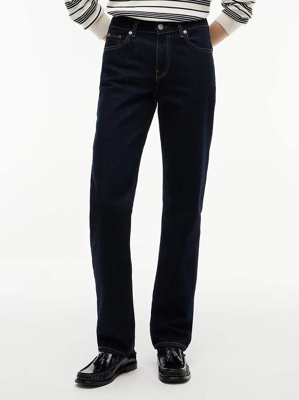 Classic Straight Jeans Mit Mittelhohem Bund