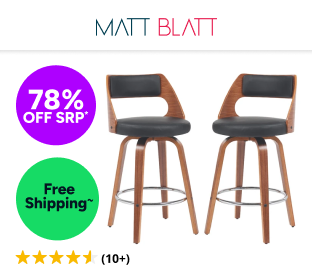 Set of 2 Matt Blatt Davian Faux Leather Swivel Bar Stools Product Image