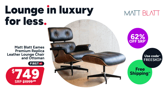 Matt Blatt Eames Premium Replica Leather Lounge Chair and Ottoman