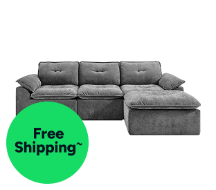 Brosa Castello 4 Seater Compressed Sofa with Ottoman (Charcoal) Product Image
