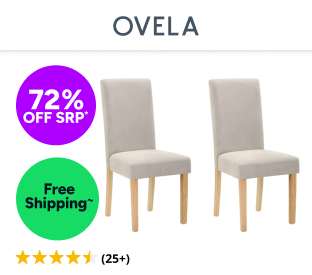 Set of 2 Ovela Kyran Fabric Dining Chairs (Beige) Product Image