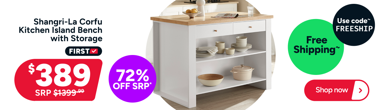 Shangri-La Corfu Kitchen Island Bench with Storage
