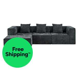 Ovela Softly 3 Seater Compressed Modular Sofa with Ottoman & Cushions Product Image