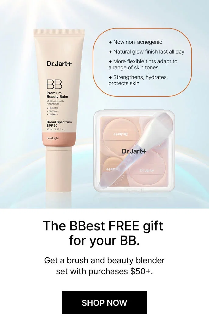 + Now non-acnegenic | + Natural glow finish last all day | + More flexible tints adapt to a range of skin tones | + Strengthens, hydrates, protects skin | The BBest FREE gift for your BB. | Get a brush and beauty blender set with purchases $50+. | SHOP NOW