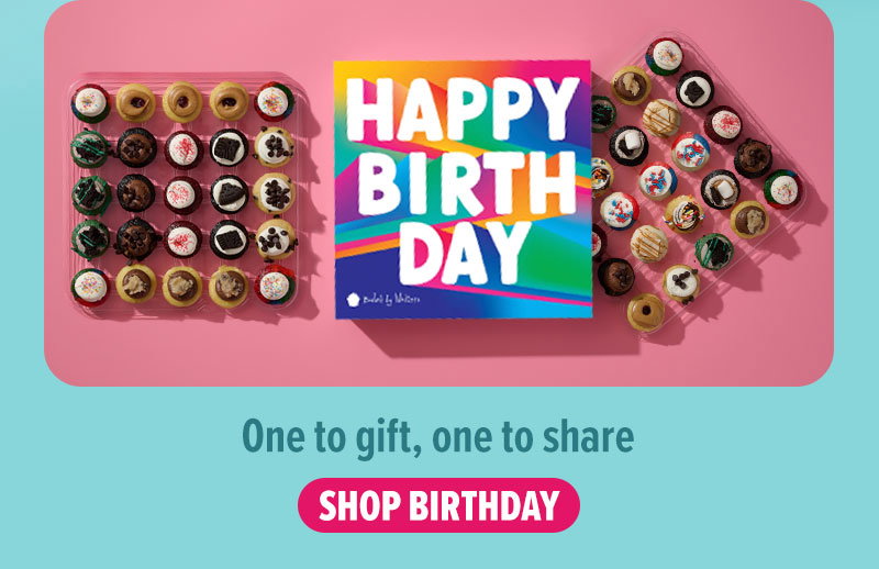 One to gift, one to share! Shop our groovy birthday gift box cupcake 50-Pack now.