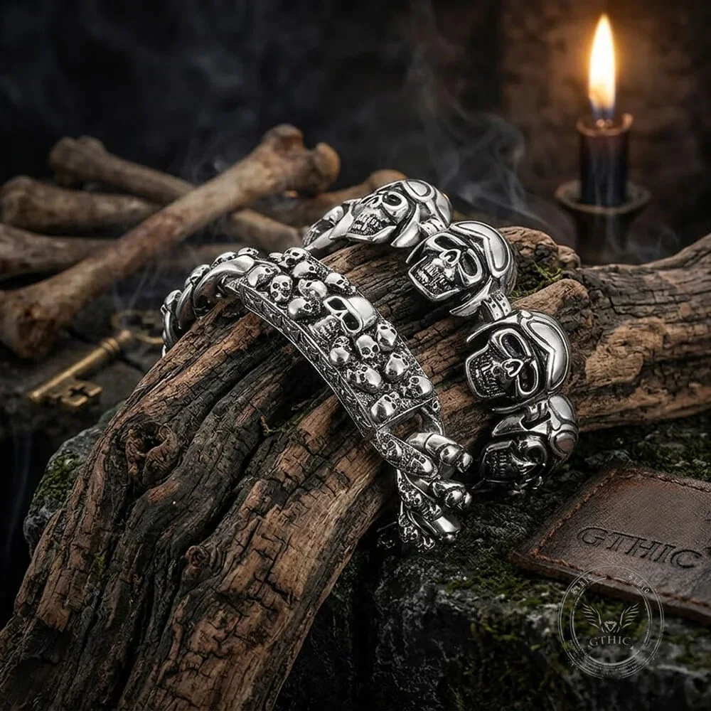 Image of Bold Skull Head Stainless Steel Gothic Bracelet