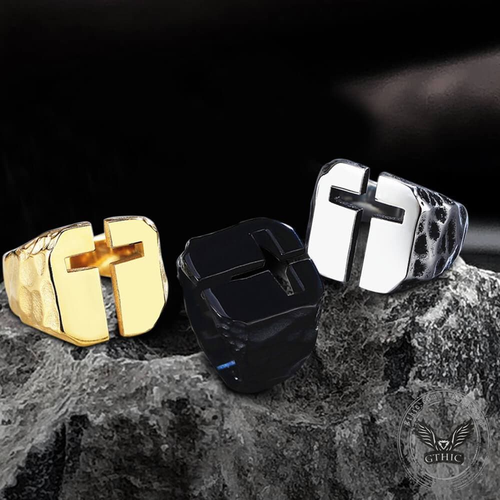 Image of Hollow Cross Stainless Steel Ring