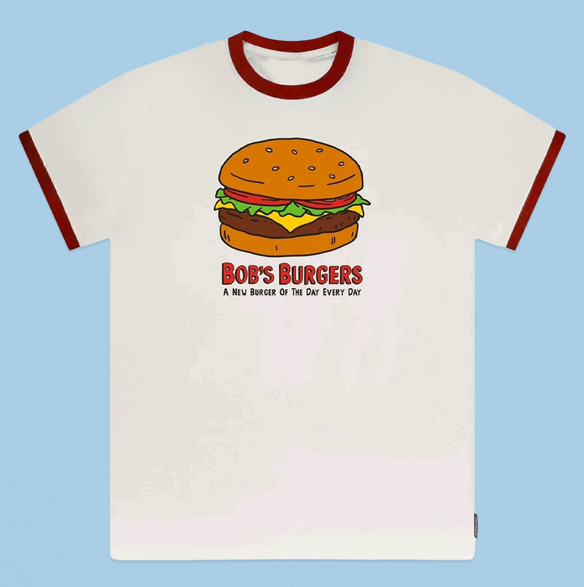 BOB'S BURGER A NEW BURGER EVERYDAY RINGER TEE
