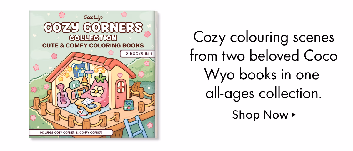 Cozy colouring scenes from two beloved Coco Wyo books in one all-ages collection.