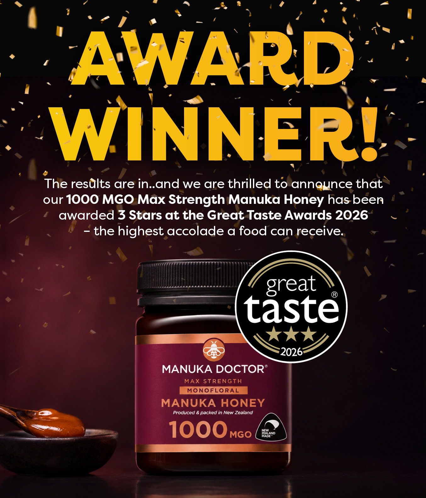 Award Winner! 1000 MGO great taste award