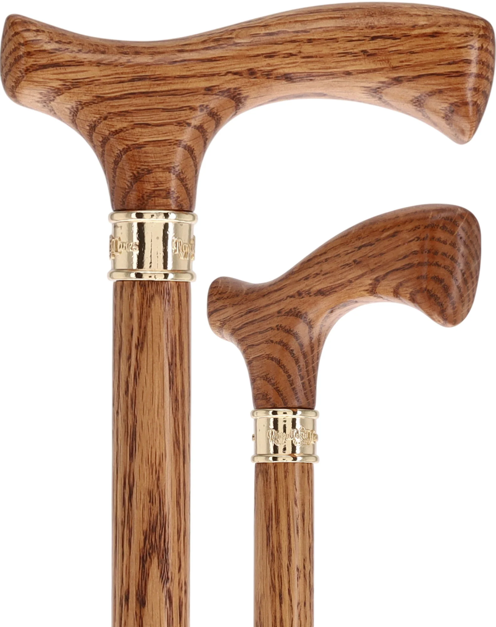 Image of Elegant Fritz Oak Cane w/ Embossed Brass Collar