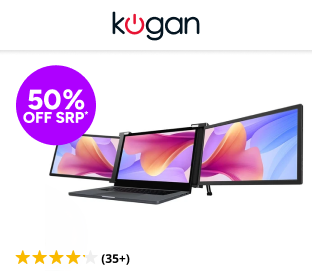 Kogan XPRESSO 13.3" Full HD Pro Dual Screen Tri-Fold Portable Monitor for 14” - 17” Laptops (1920 x 1080) Product Image