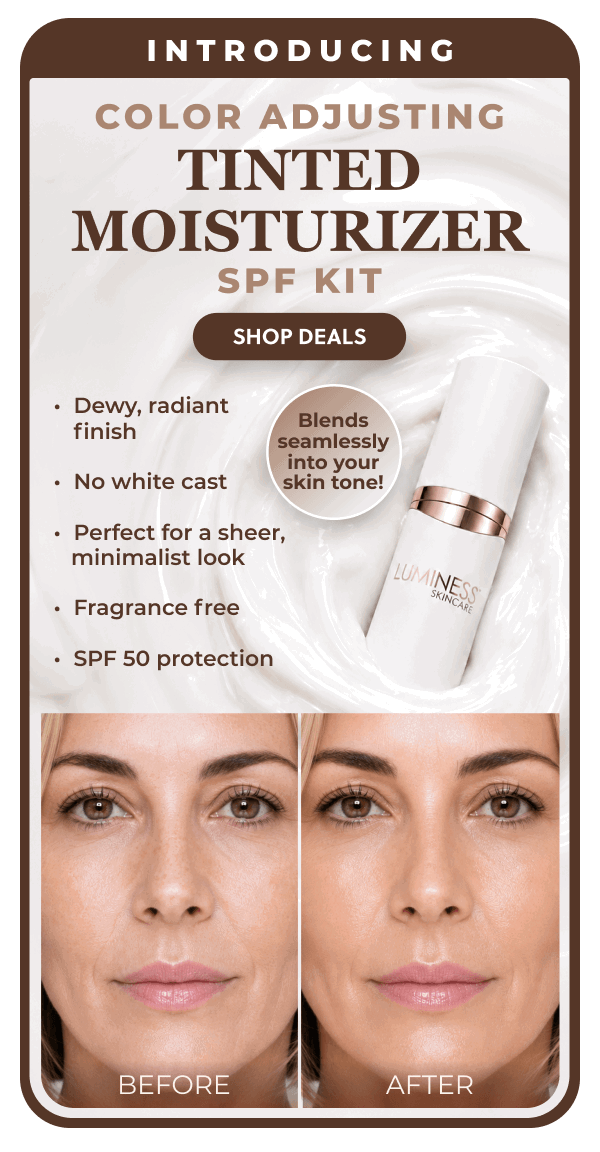 INTRODUCING COLOR ADJUSTING TINTED MOISTURIZER SPF KIT: Dewy, radiant finish. No white cast. Perfect for sheer, minimalist look. Fragrance free. SPF 50 protection.