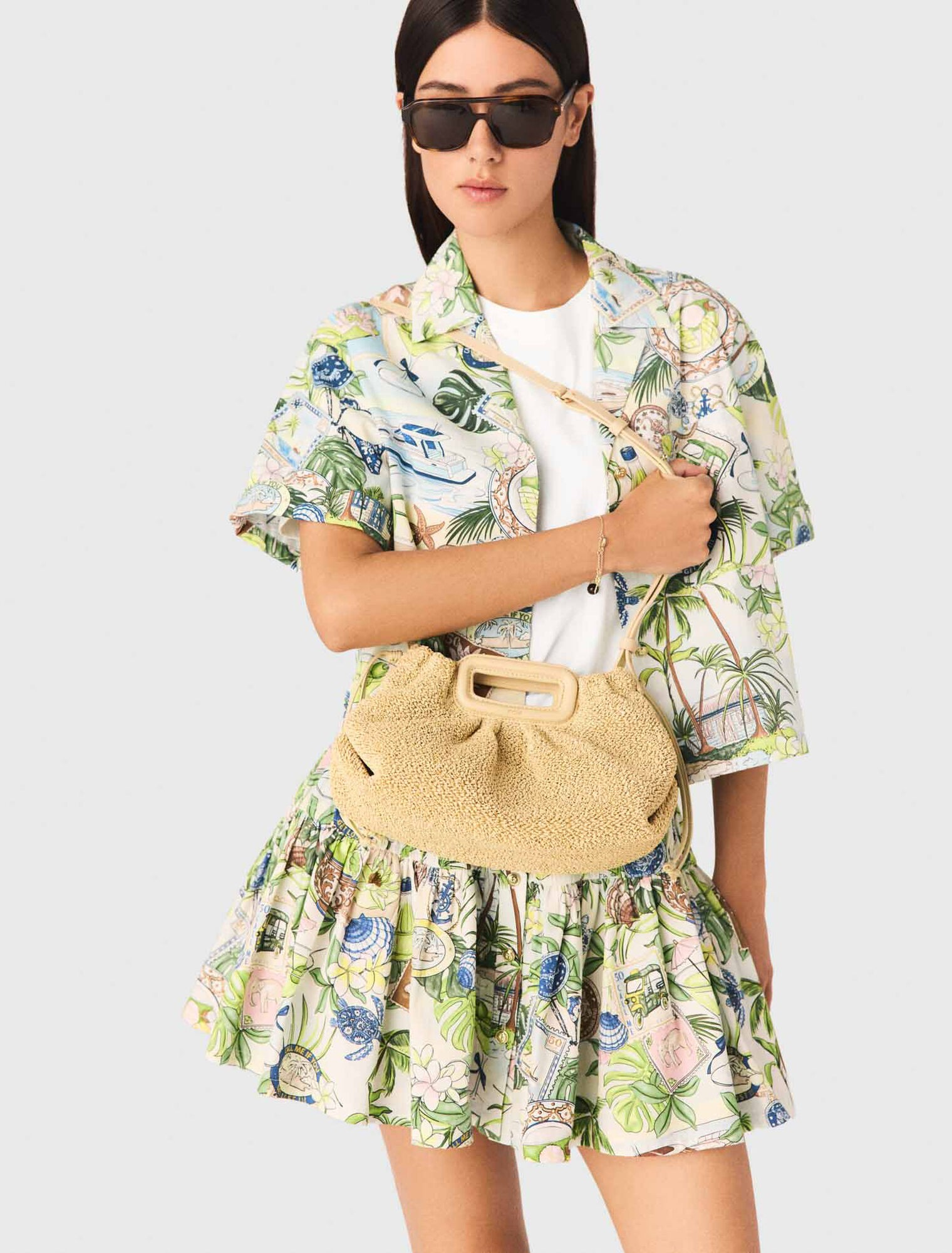Rhinestone-Embellished Cotton Shirt Dress