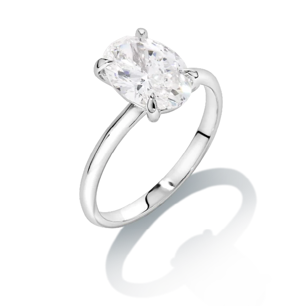 2.00ct Lab-Grown Diamond Oval Solitaire Ring in Sterling Silver and Rhodium