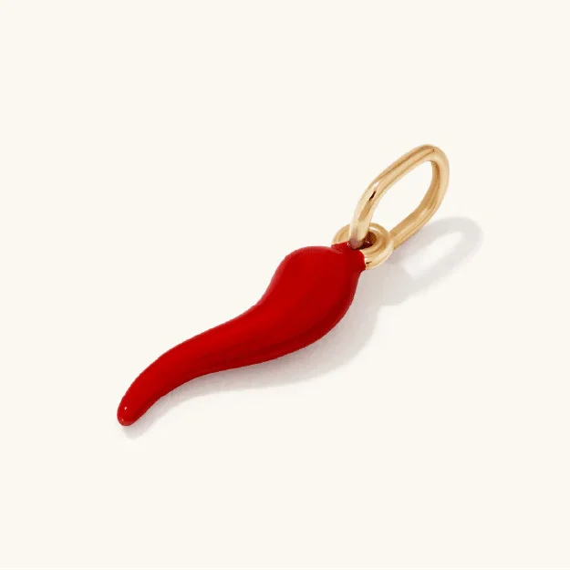 Red Enamel Cornicello Pendant in Bonded 9kt Gold