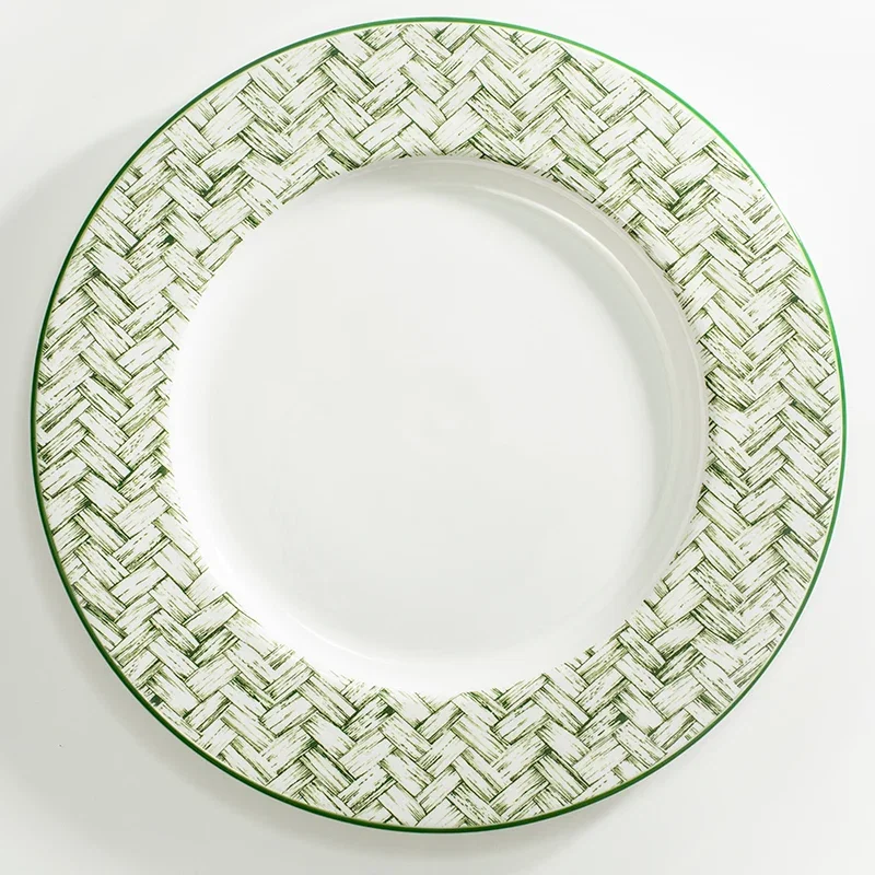 Image of Marguerite Basket Weave Green 10" Plate by Nina Campbell