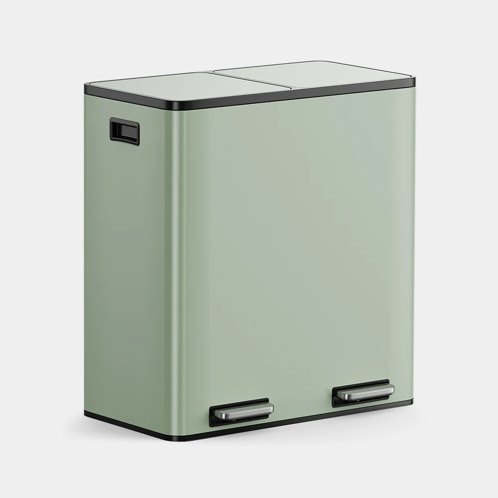 Image of Matte Sage Green Double Bin - 60L
