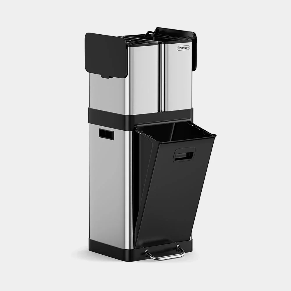 Image of Triple Stainless Steel Bin - 32L