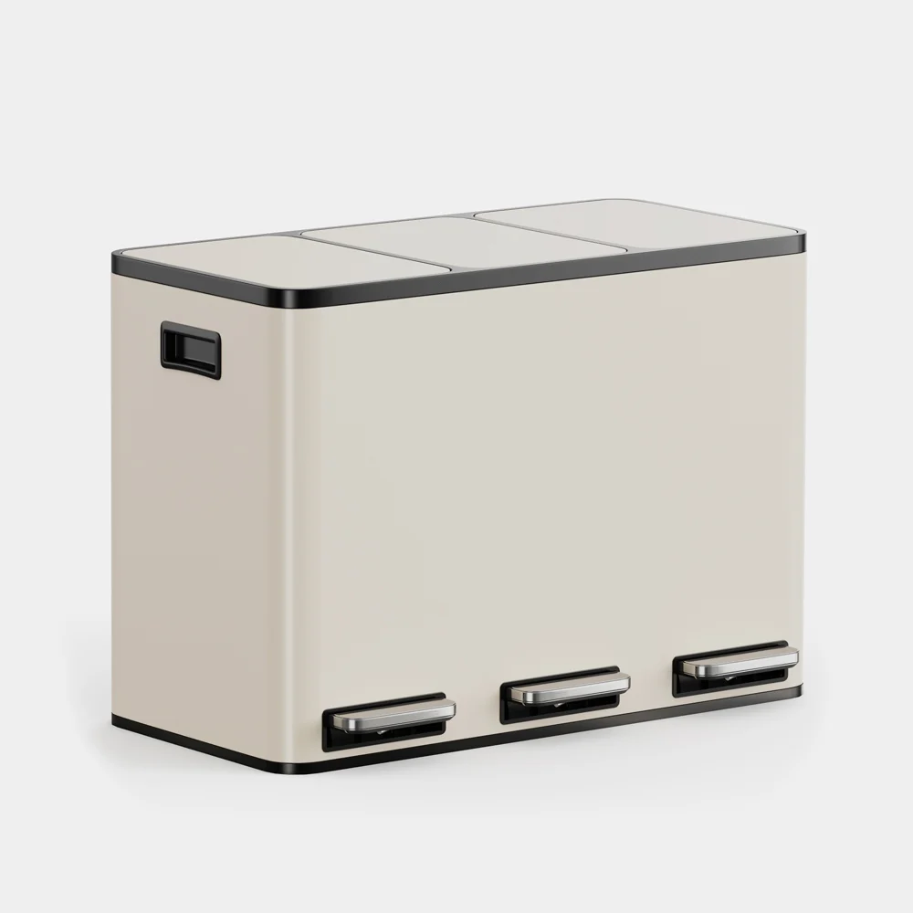 Image of Matte Cream Triple Bin - 45L