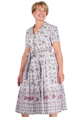 Sommerkleid - ODILIE - weiß/oliv/altrosa
