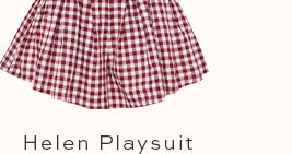 Helen Button Front Romper - Burgundy Gingham
