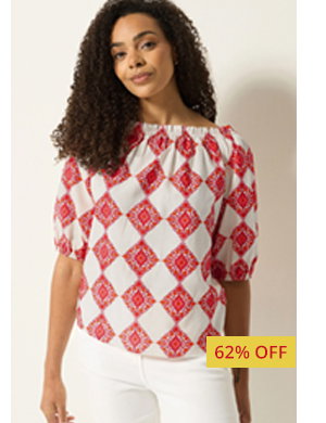 M&Co Ivory White Abstract Tile Print Top