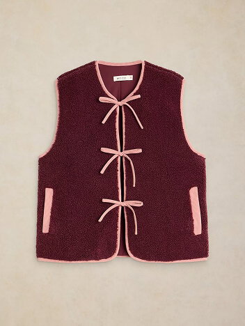 Shop Borg Tie Front Gilet