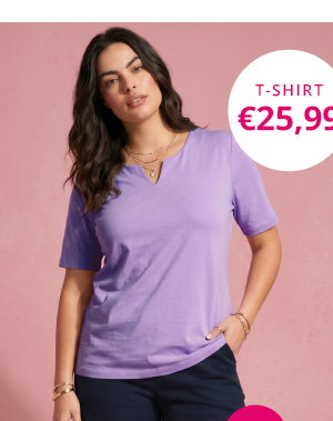 T-shirt, A-lijn, tuniekhals, korte mouw