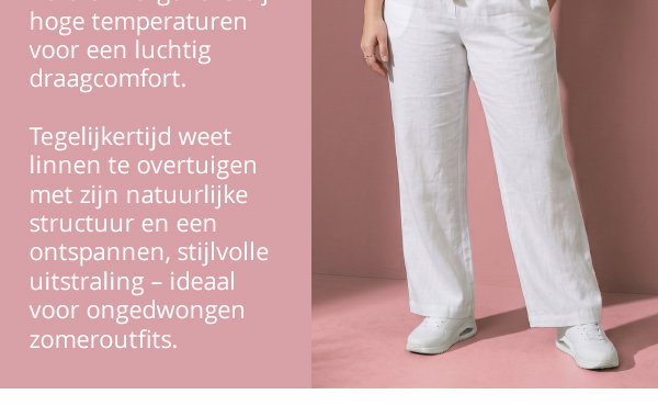Linnen broek Mary, elastische tailleband, wijde, rechte pijpen