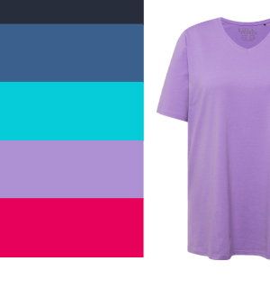 T-shirt, A-lijn, V-hals, korte mouwen