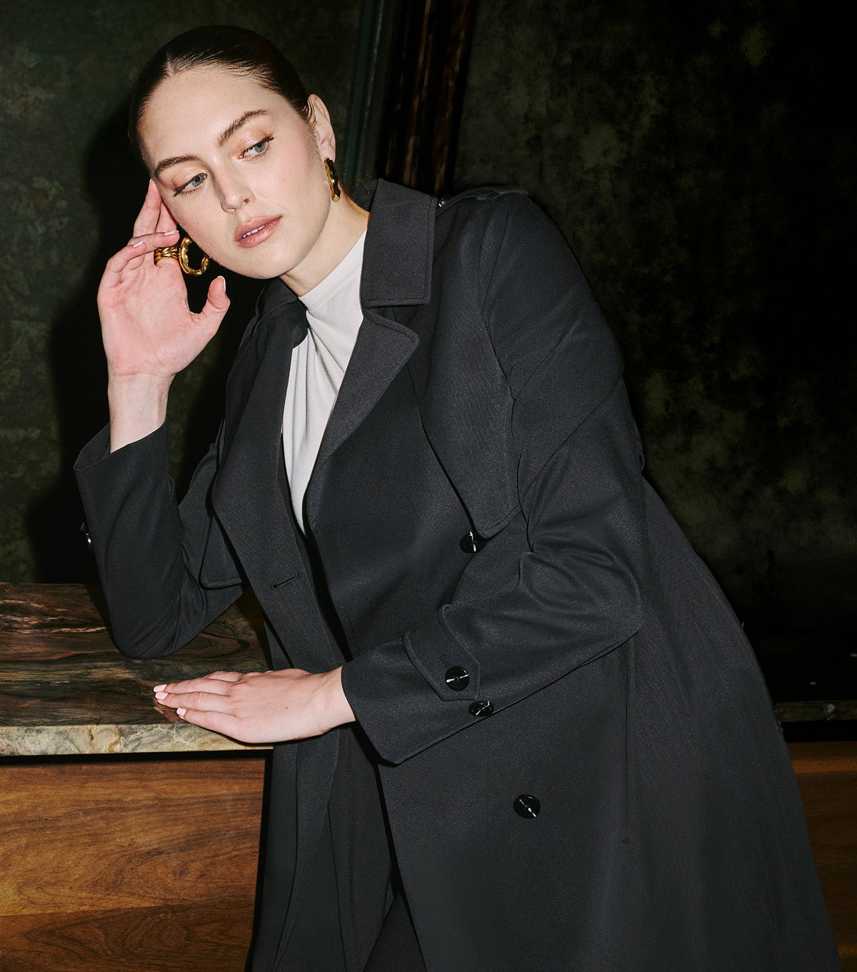 ELANOR Pleated Trench Coat