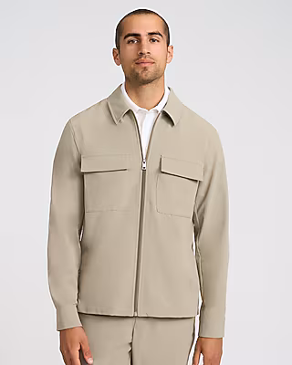 Everyday Performance Double Flap Chest Pocket Khaki Zip Jacket