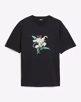 Classic Fit Cotton Lily Floral Graphic T-Shirt