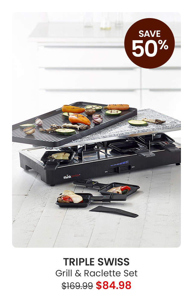 Raclette grill with grilled vegetables and cheese