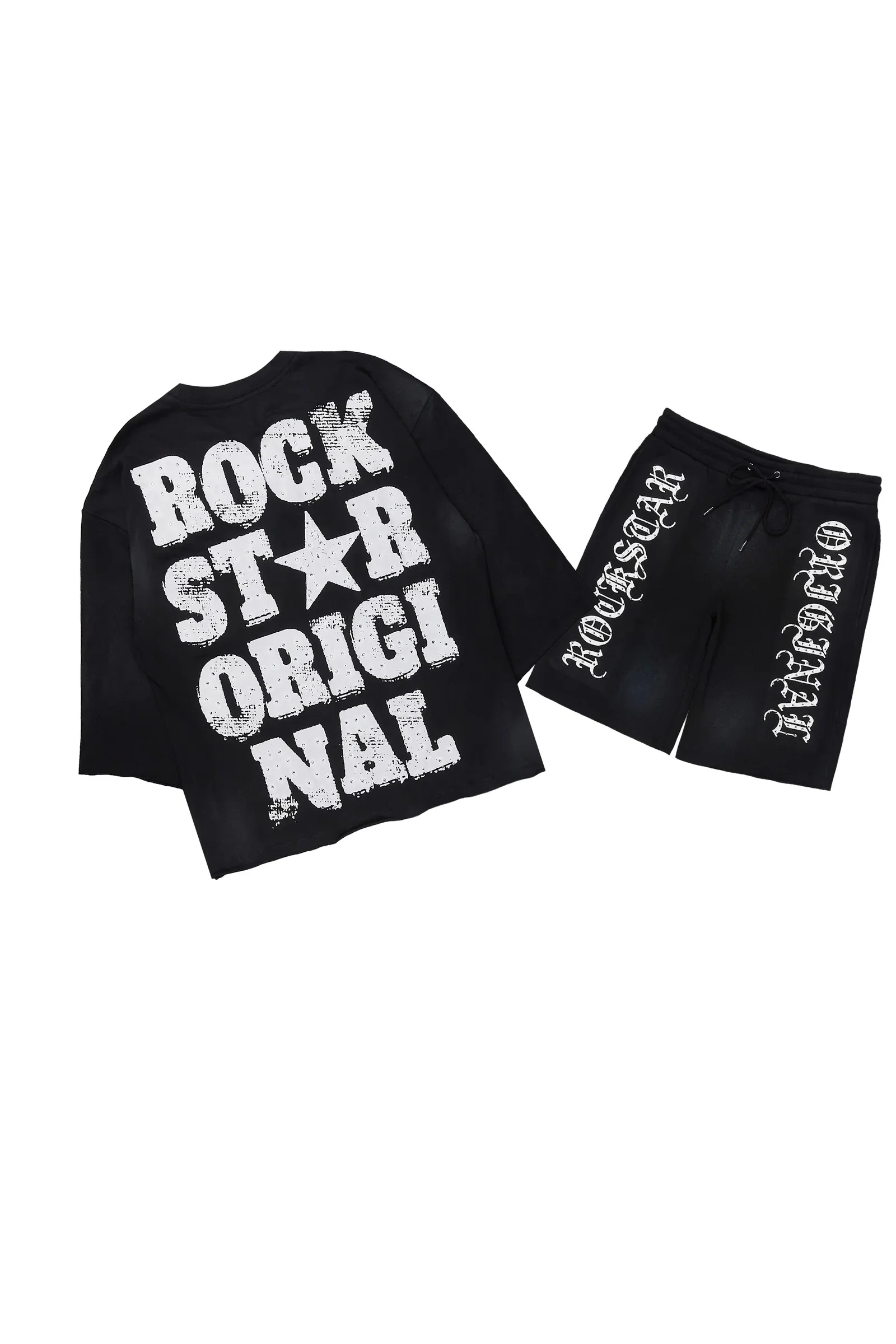 Image of Dazzle Black Rhinestone T-Shirt/Short Set