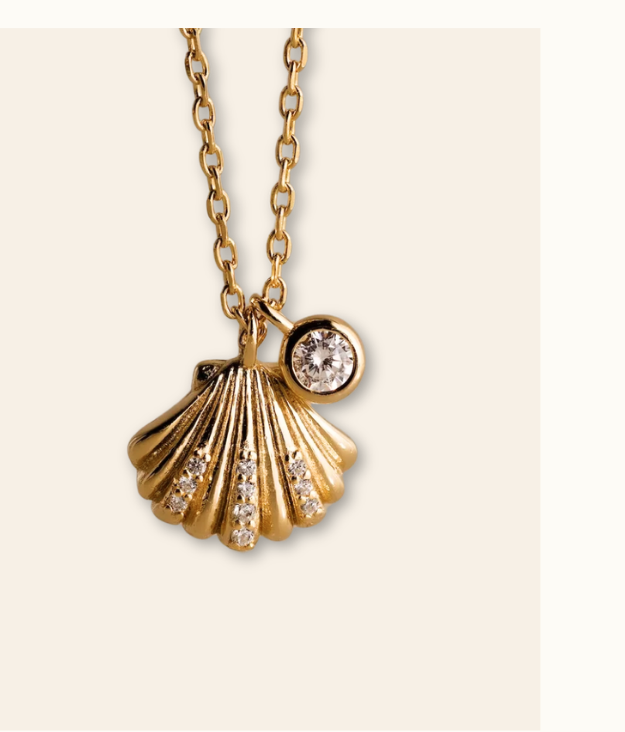 Diamond Seashell Charm Necklace