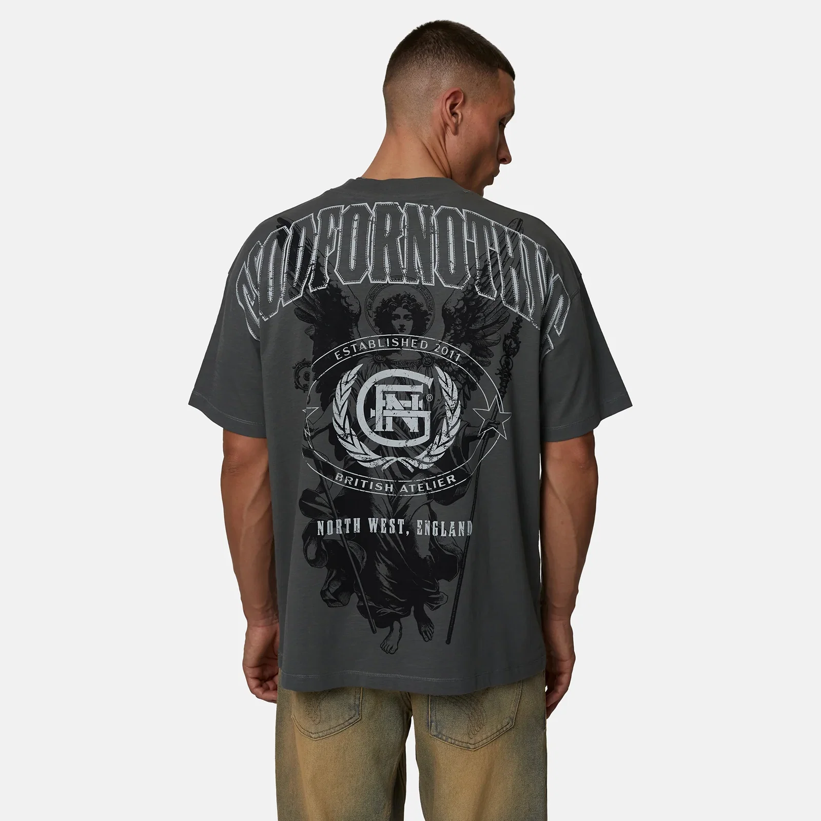 Image of Oversized Angel Slub Gunmetal T-shirt