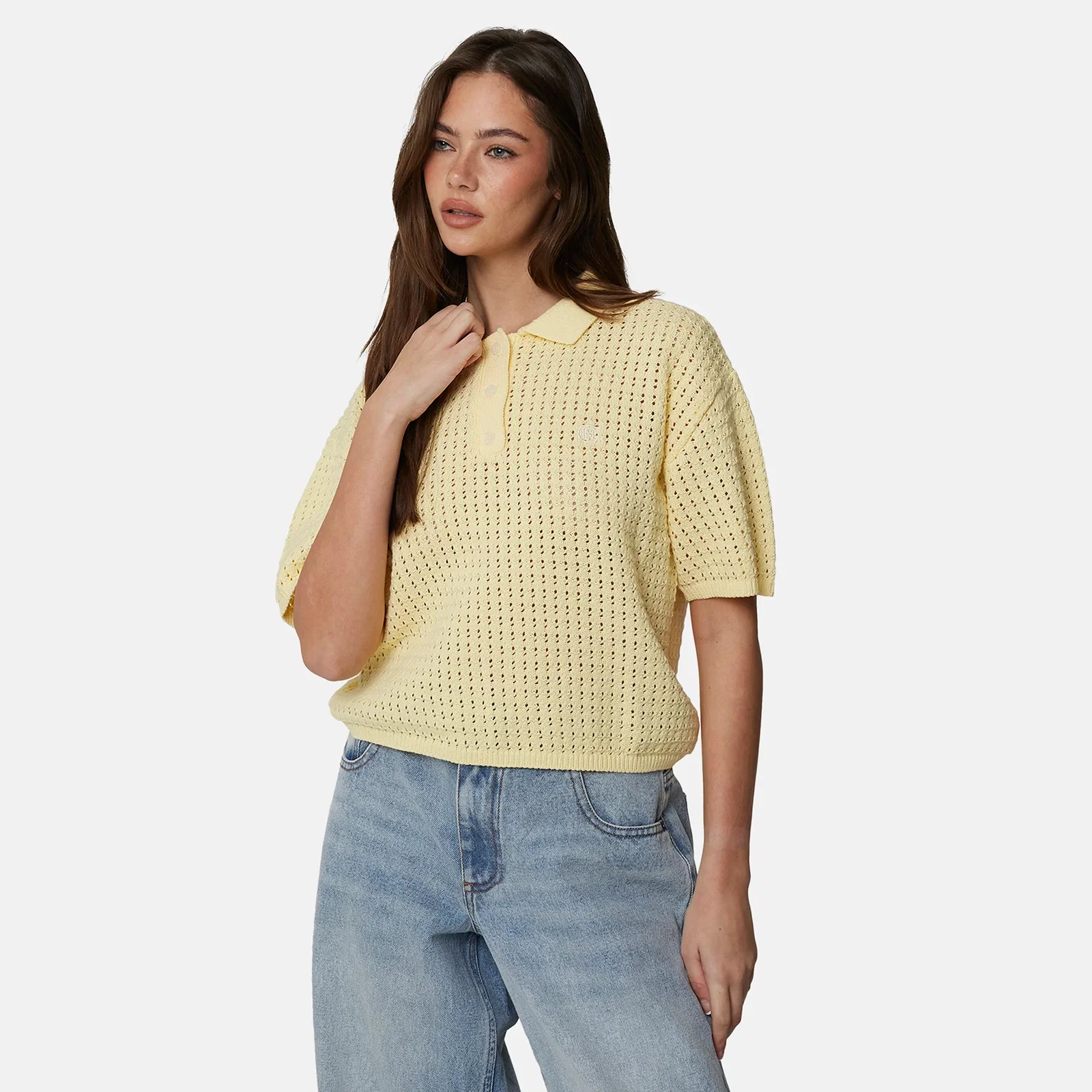 Image of Monogram Knit Yellow Polo Shirt