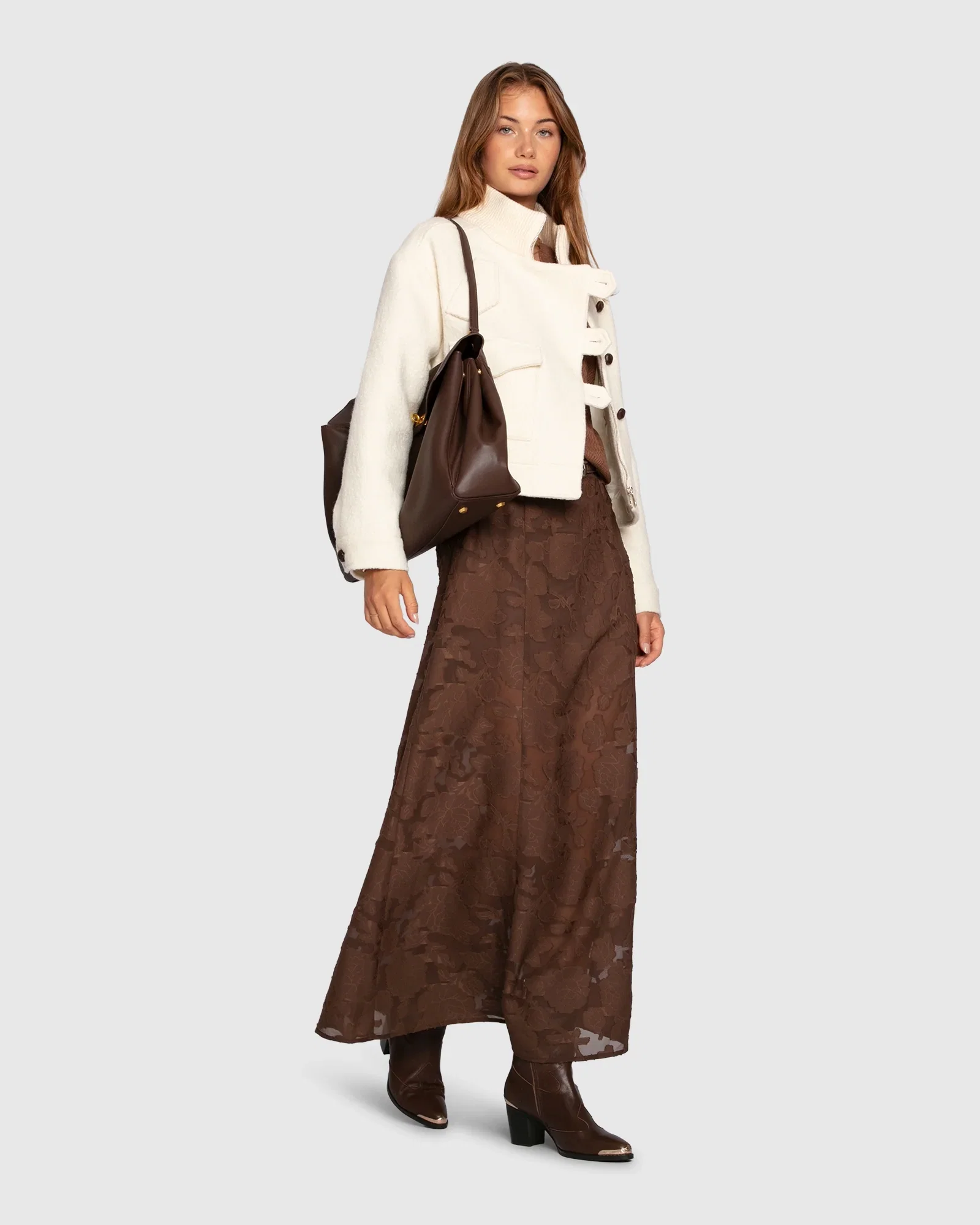 Image of Crystal Skies Cropped Wool Rib Jacket - Cream