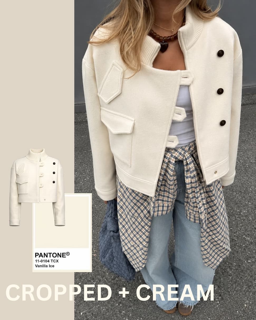 Crystal Skies Cropped Wool Rib Jacket - Cream