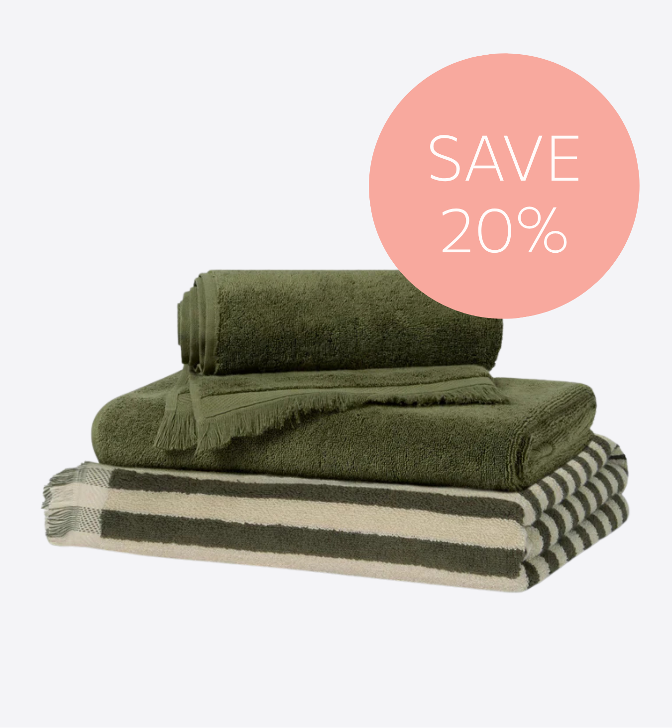 Olive Green Cotton Towel Duo