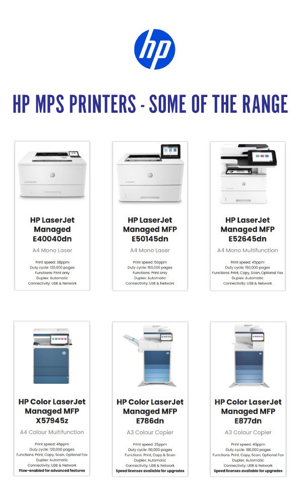 HP MPS Printers - Some of the Range and Models