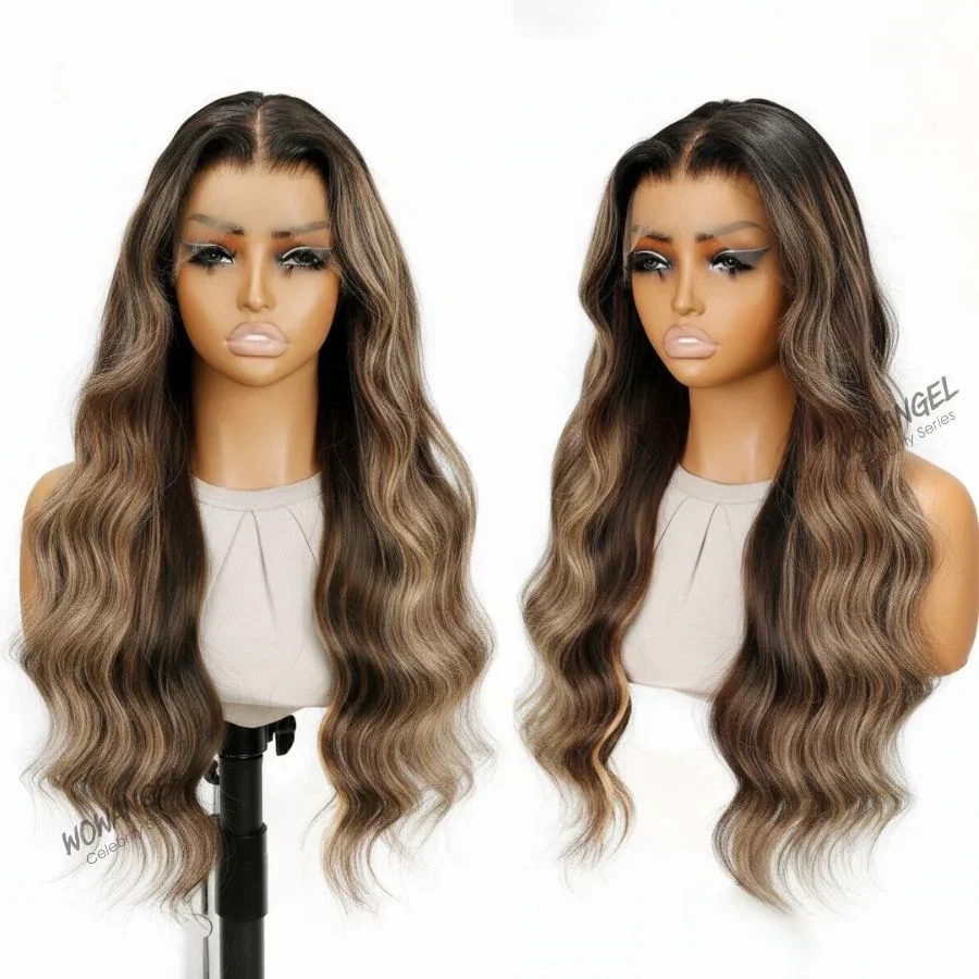 WOWANGEL Blonde Balayage Highlights Premium Raw Hair 13X6 HD Lace Frontal Wig